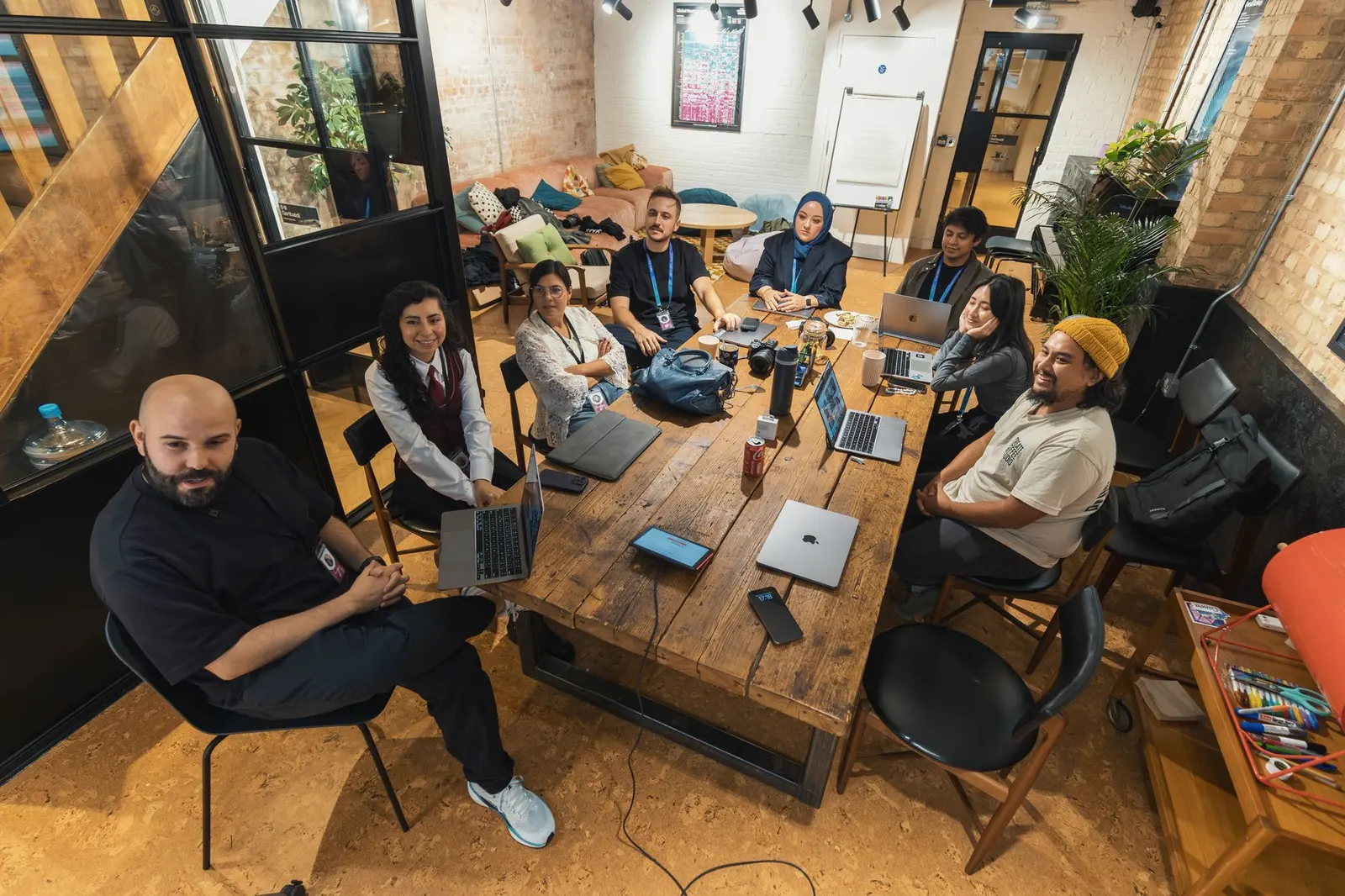 People working in a shared coworking space